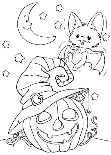 Kolorowanka nietoperz i wesoła dynia